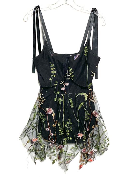 iHeartRaves Dresses & Skirts - IheartRaves Floral Black Dress S Forest Fairy Grunge Whimsigoth Sexy Sheer Lace